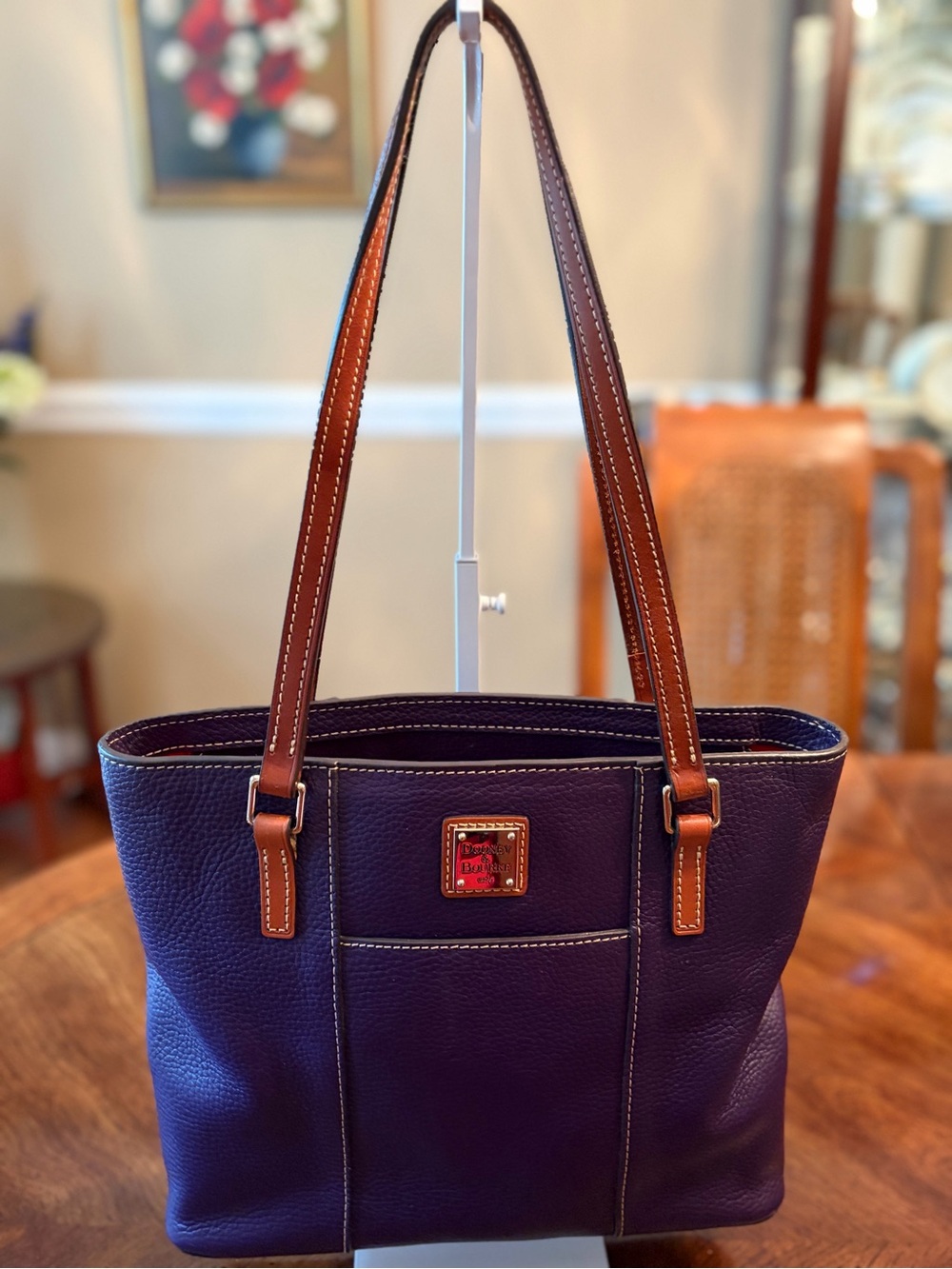 Perfectly Purple Dooney & Bourke “Lexington” Leather Tote Pebble Leather